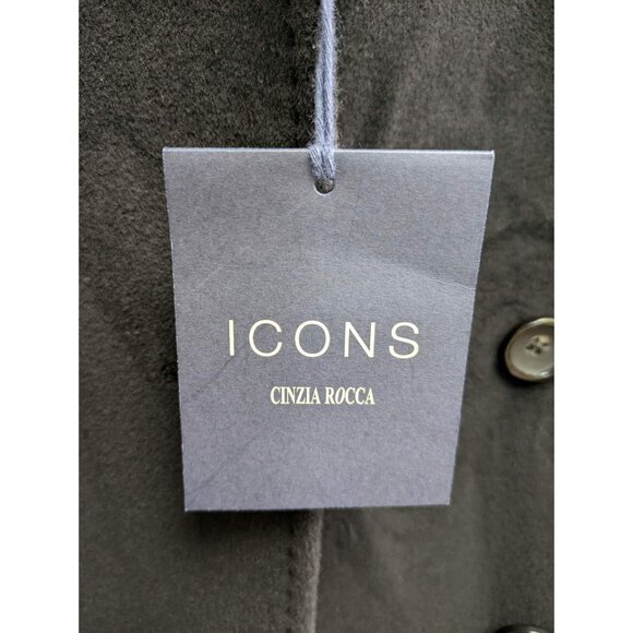 Cinzia Rocca Double-Breasted Wool Coat Black US04 - Picture 6 of 8